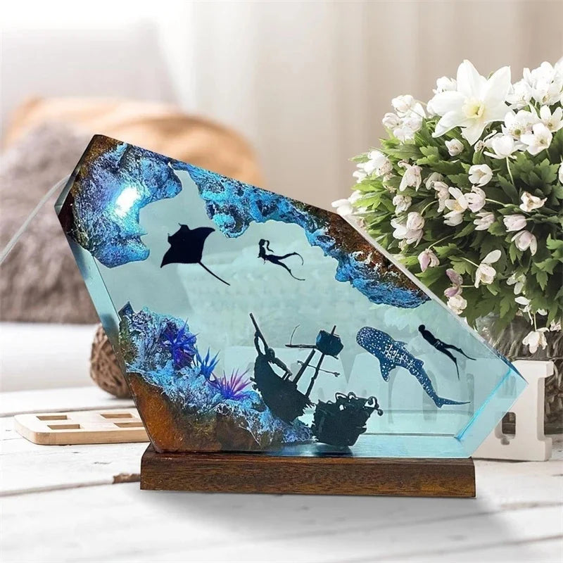 Whale Shark Manta Ray Night Light Resin Lamp For Home Table Ocean Centerpiece Gift For Couples Christmas Birthday Valentine