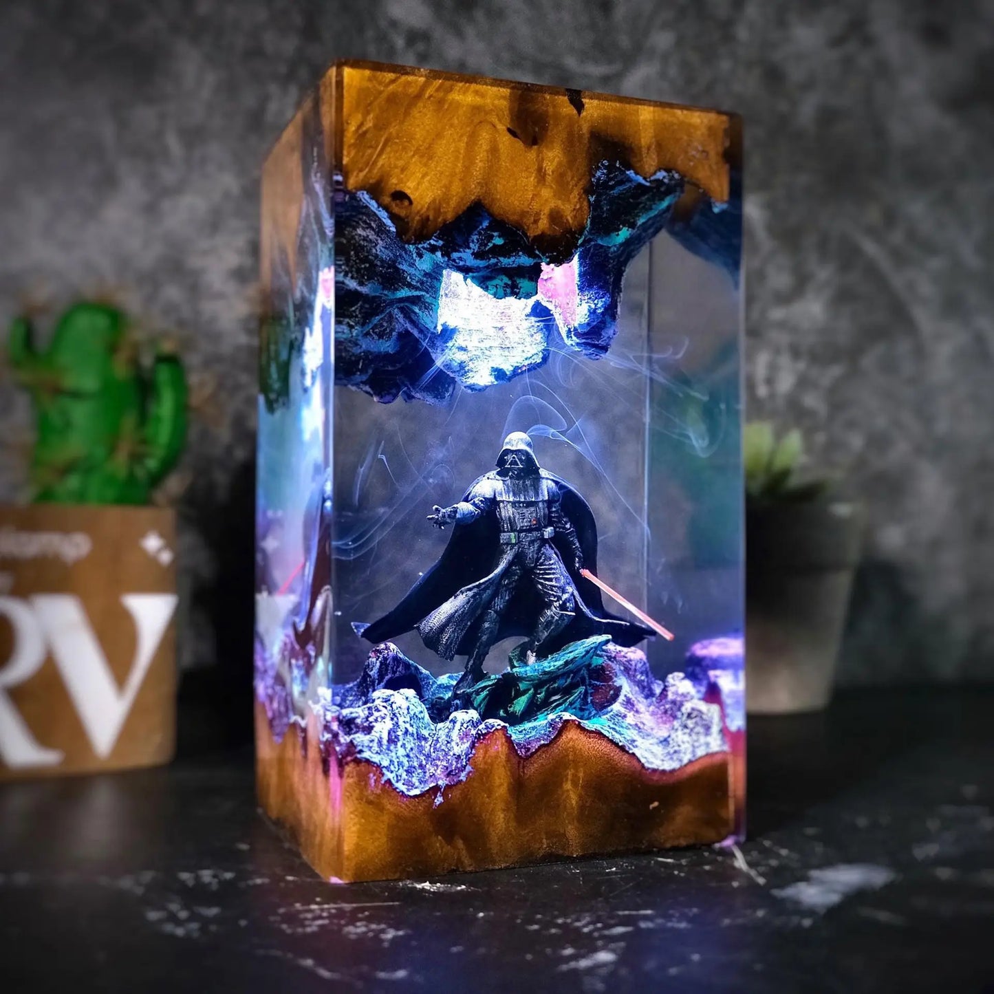 Creative Cool Warrior Epoxy Resin Desktop Night Light Ornament Exquisite Resin Lamp Festival Gift