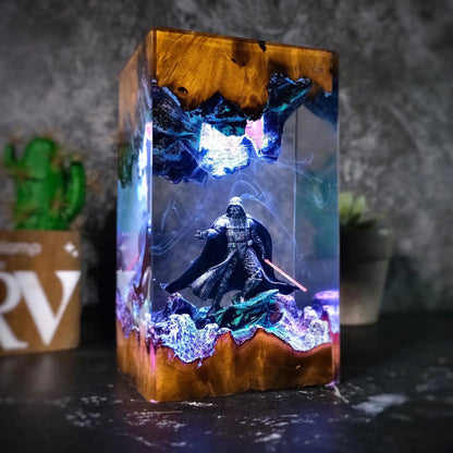 Creative Cool Warrior Epoxy Resin Desktop Night Light Ornament Exquisite Resin Lamp Festival Gift