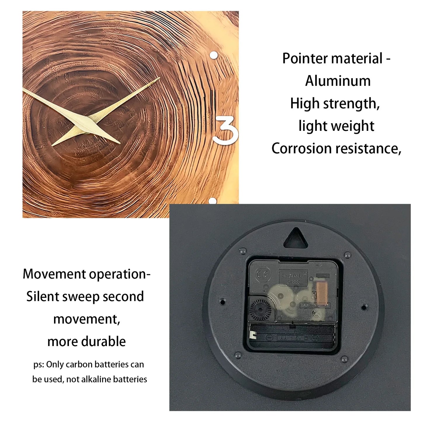 Wooden Ring Veneer Wall Clock - Silent Movement