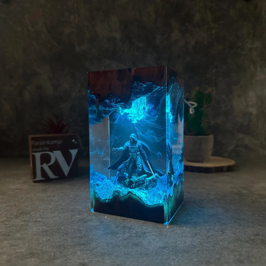 Creative Cool Warrior Epoxy Resin Desktop Night Light Ornament Exquisite Resin Lamp Festival Gift