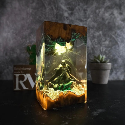 Creative Cool Warrior Epoxy Resin Desktop Night Light Ornament Exquisite Resin Lamp Festival Gift