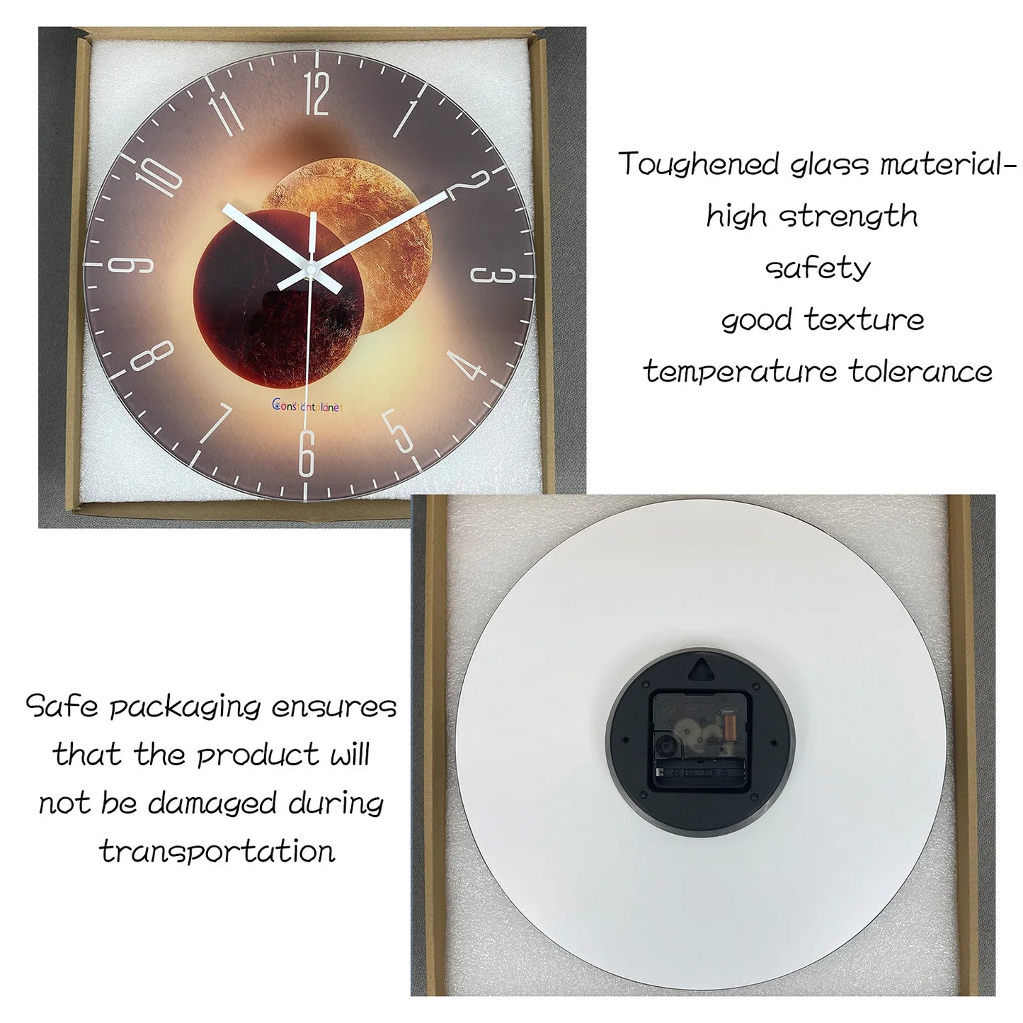 Luxury Tempered Glass Wall Clock - Silent Quartz