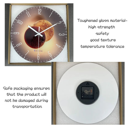 Luxury Tempered Glass Wall Clock - Silent Quartz