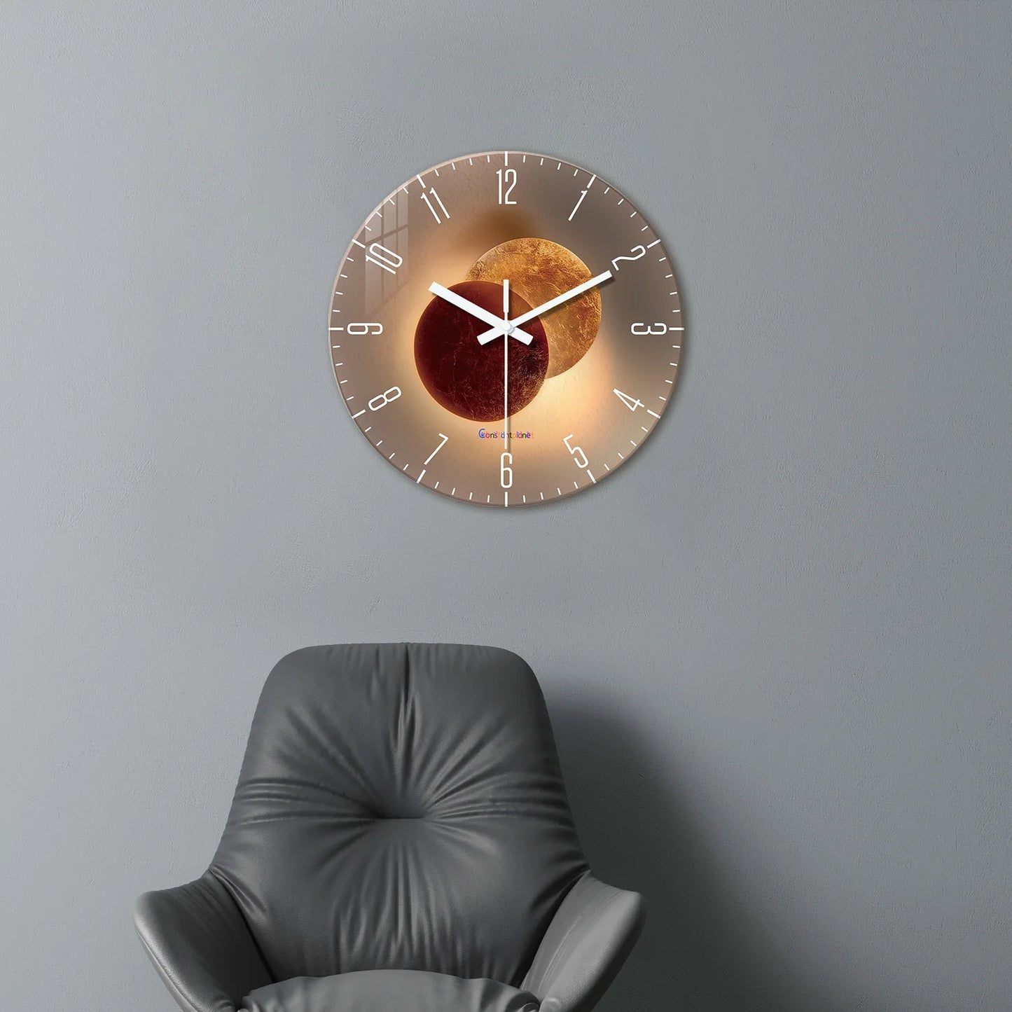 Luxury Tempered Glass Wall Clock - Silent Quartz