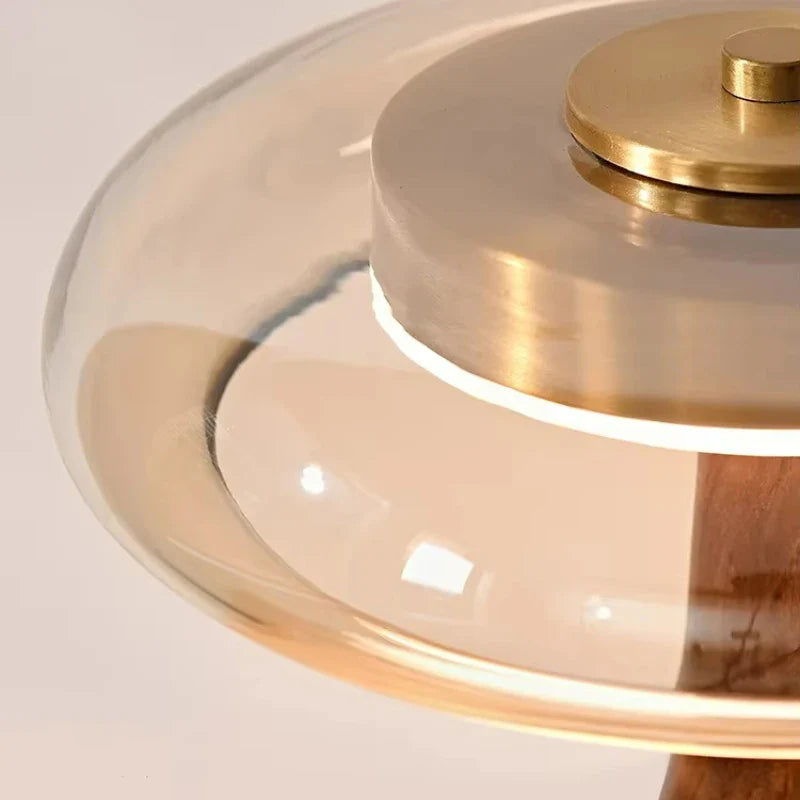 Halo Timber Lamp |  Solid Walnut & Tinted Glass