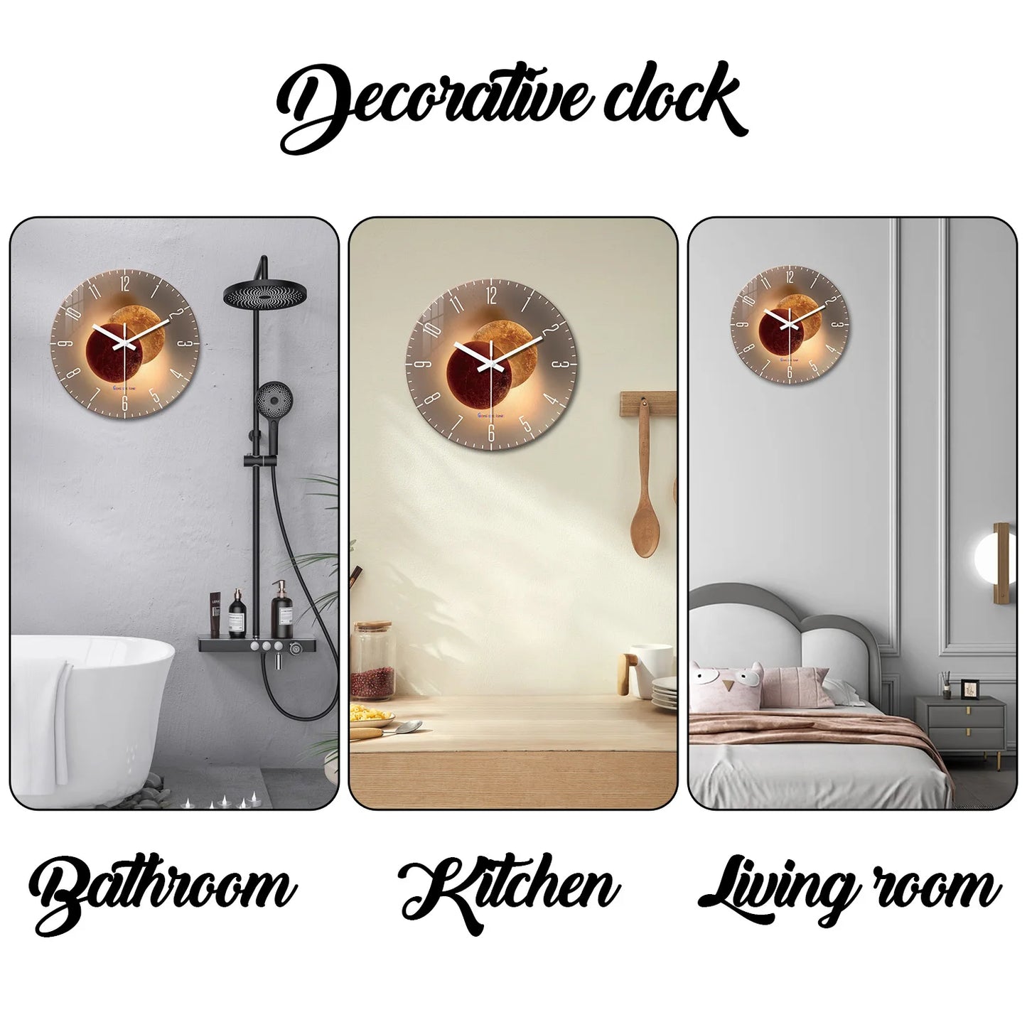 Luxury Tempered Glass Wall Clock - Silent Quartz