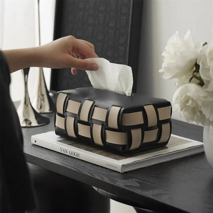 Sorrento – Premium Vegan Leather Tissue Box with an Elegant Woven Design