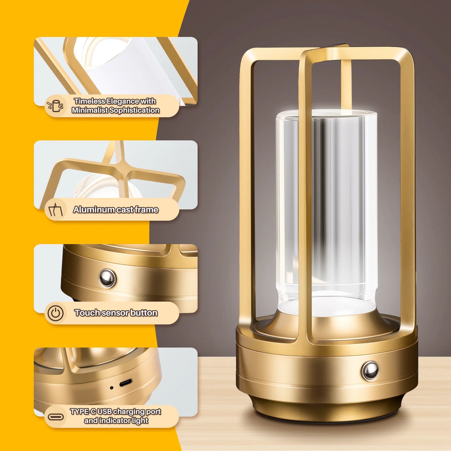 Cordless Portable LED Table Lamp - Rechargeable Ambient Light