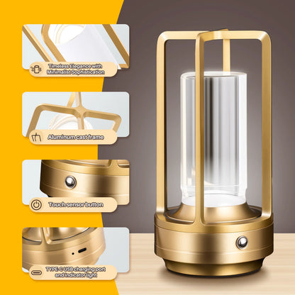 Cordless Portable LED Table Lamp - Rechargeable Ambient Light