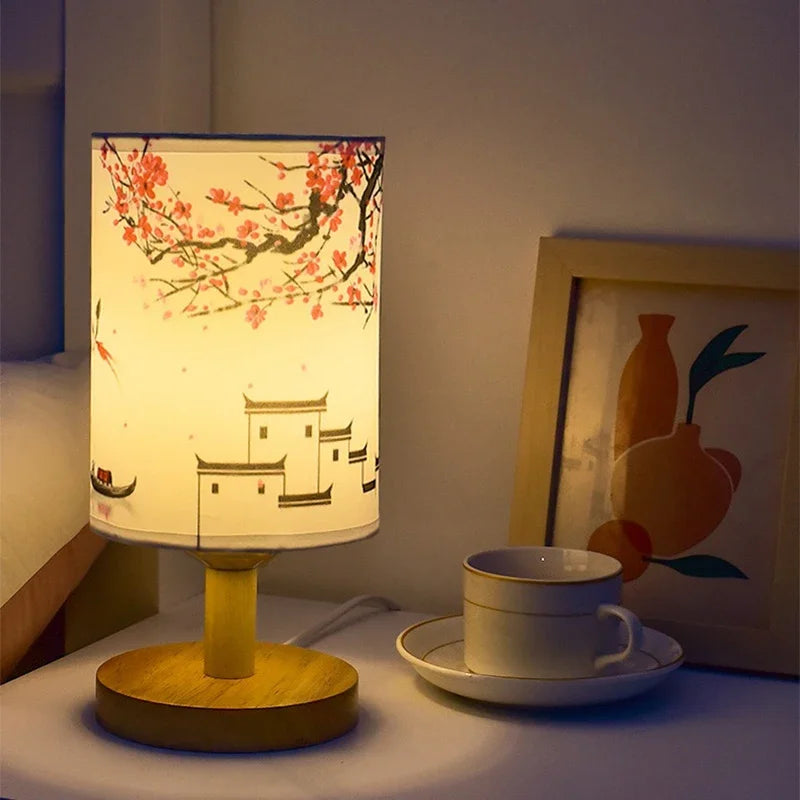 Dimmable Fabric Shade Table Lamp - Modern Bedside Night Light