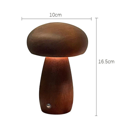 Wooden Mushroom Night Light - Walnut & Beech Touch Lamp