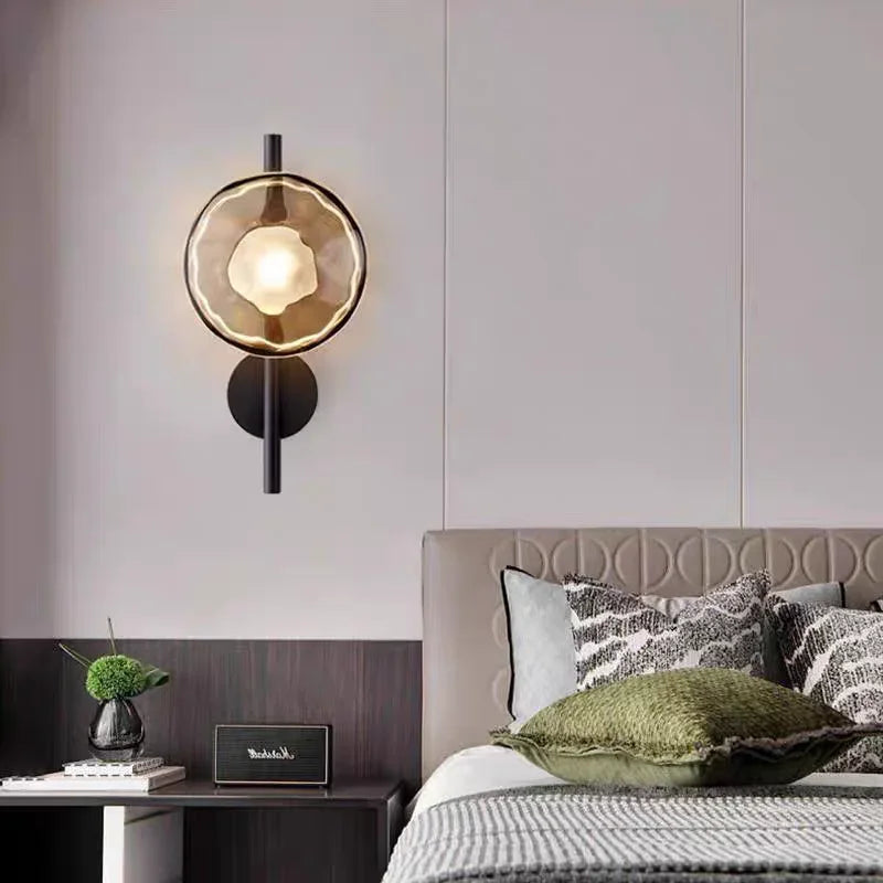 Modern Minimalist Shaped Glass Wall Lamp Nordic Living Room Designer Lights for Bedroom and Study Decoration Creative Art Light