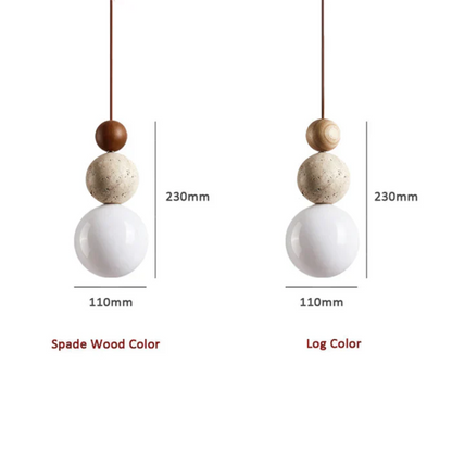 NaturaLuxe Modern Travertine & Mahogany Pendant Lamp