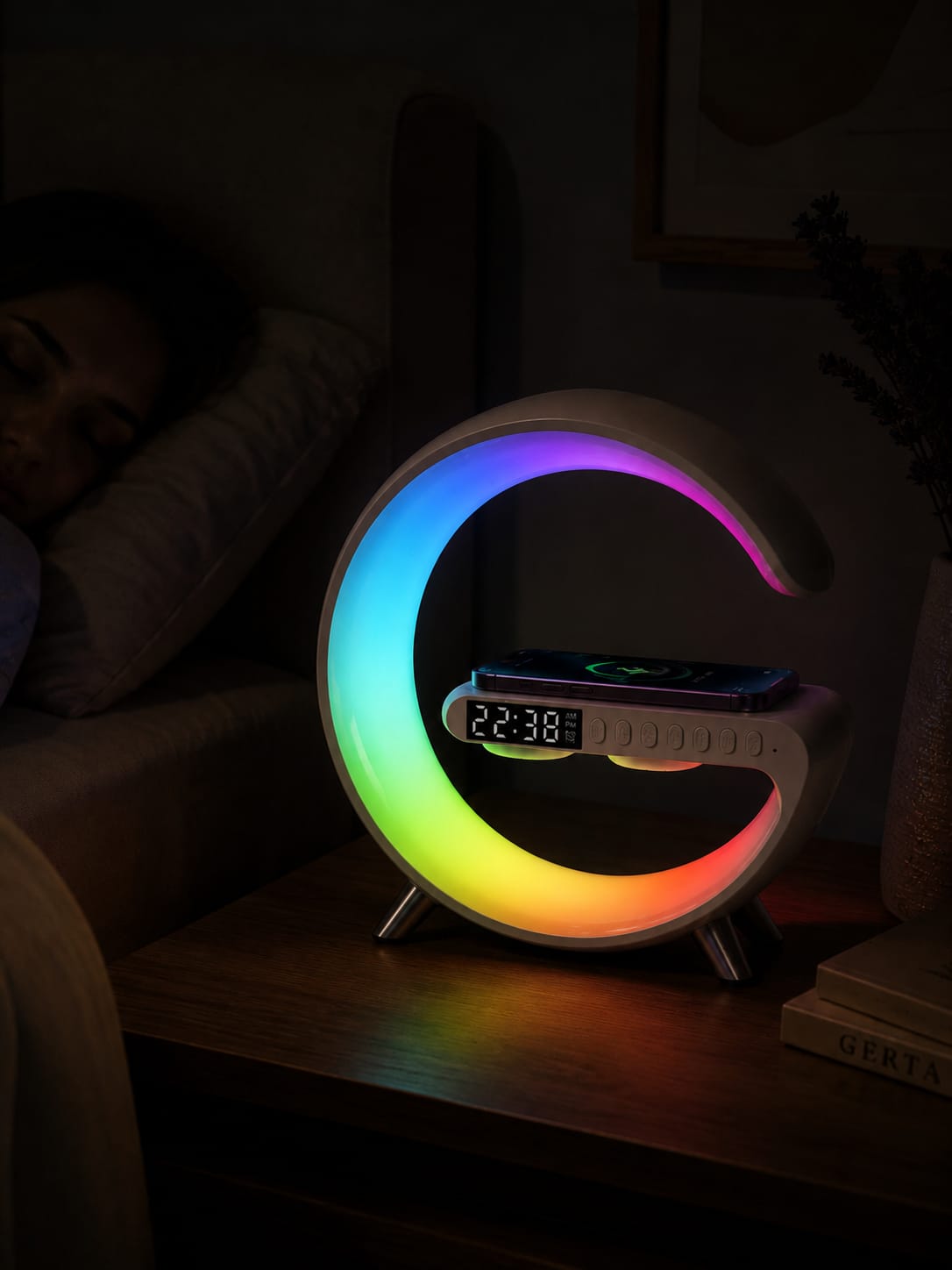 LED Desk Lamp with Wireless Charger - Modern Bedside Light