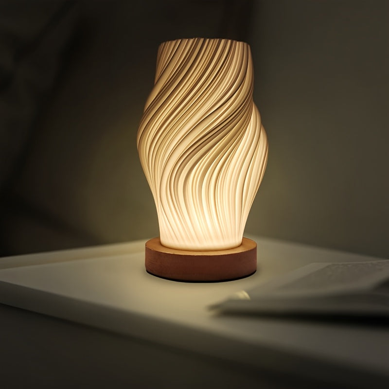 Sculptural LED Swirl Table Lamp - Dimmable Bedside Light