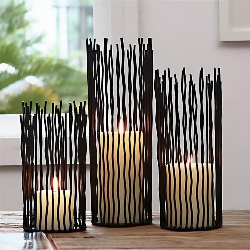 NoirLume Bohemian Iron Candlestick – Stylish Geometry for an Atmospheric Interior