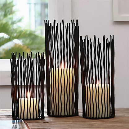 NoirLume Bohemian Iron Candlestick – Stylish Geometry for an Atmospheric Interior