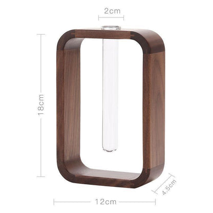 RootBloom – Stylish Wooden and Glass Propagation Vase for a Natural Accent