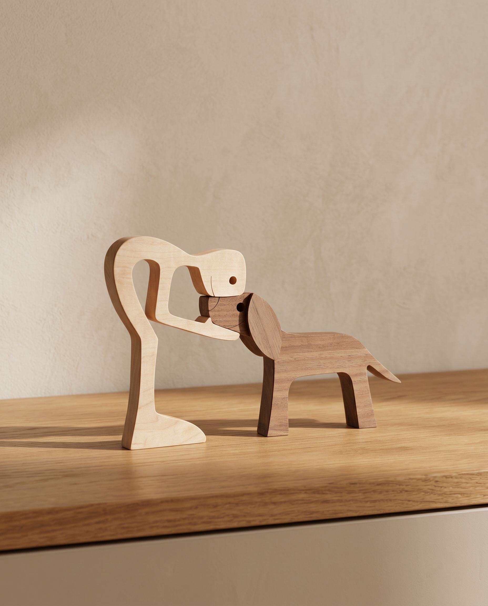 SoulPaws wooden sculpture minimalist luxury hero shot
