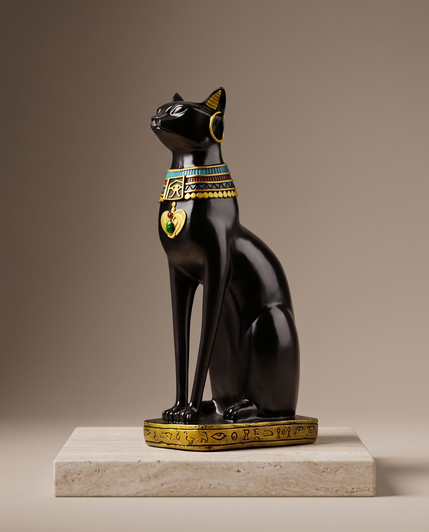 Pharaonic Egyptian cat figurine minimalist luxury hero shot