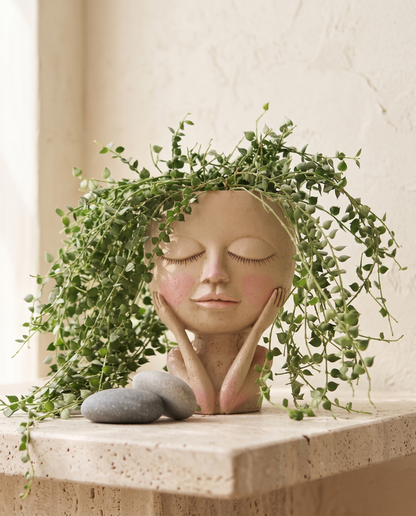 BlushBloom resin plant pot minimalist luxury hero shot