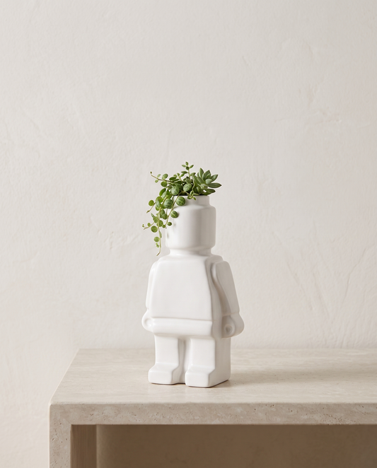 NordicCharm ceramic robot vase minimalist luxury hero shot