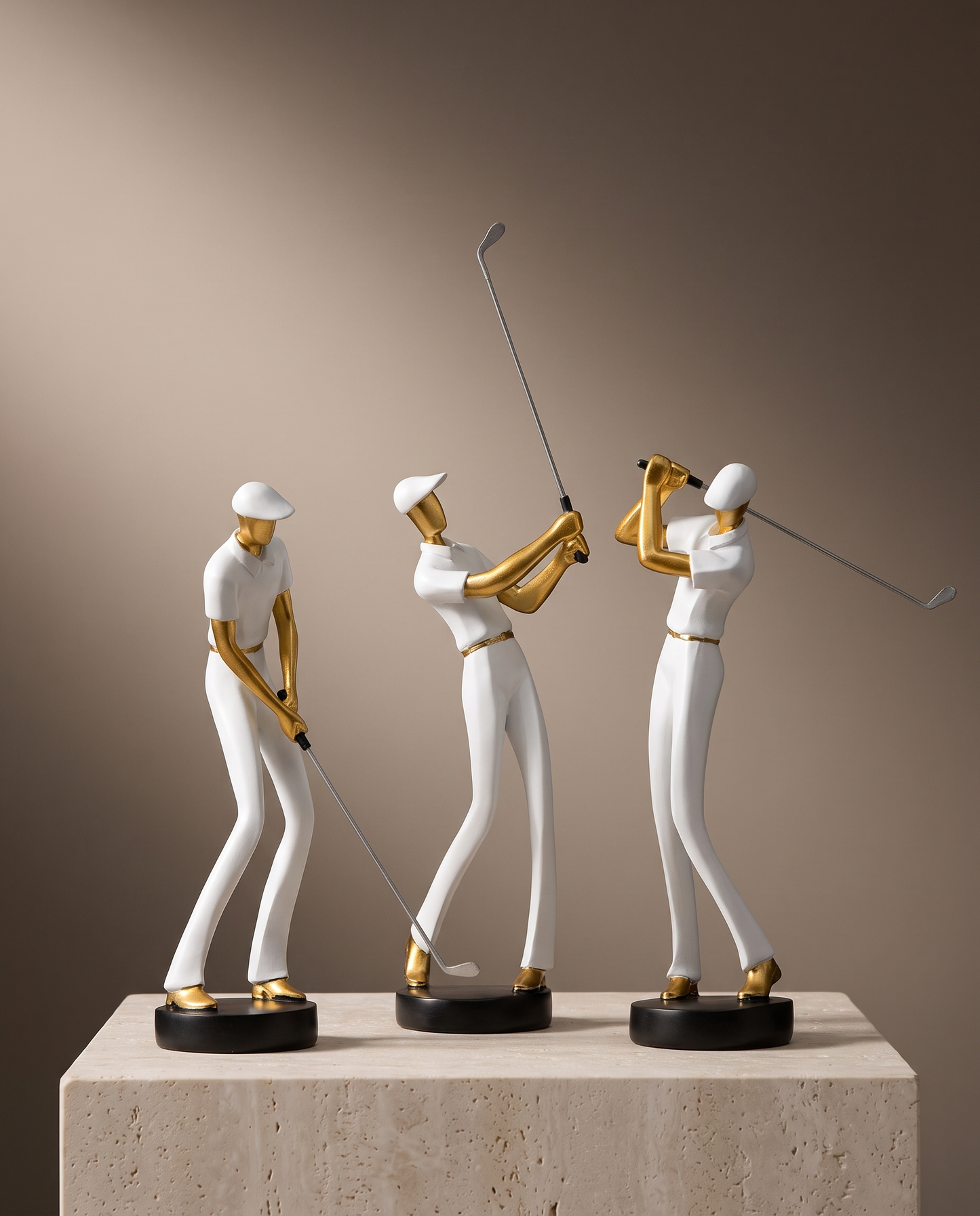 Gilded Motion golf figurines minimalist luxury hero shot