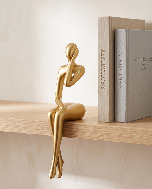 DecoraForm bookshelf figures minimalist luxury hero shot