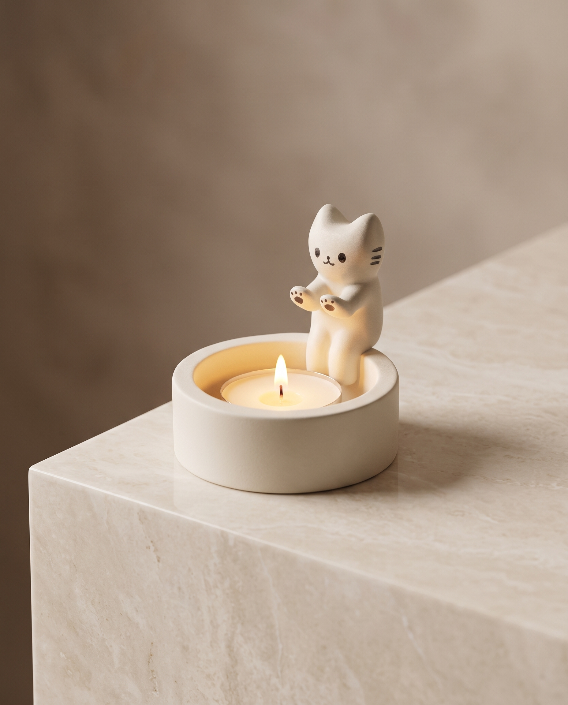 LumiPaw cat candle holder minimalist luxury hero shot