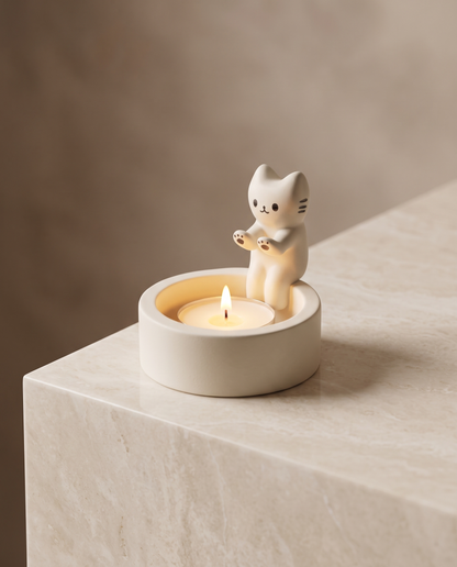 LumiPaw cat candle holder minimalist luxury hero shot
