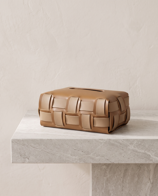 Sorrento woven tissue box minimalist luxury hero shot