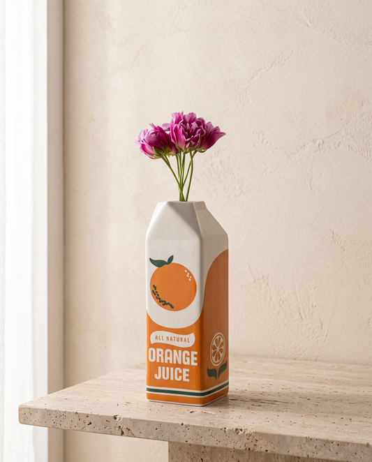 ArtPour orange ceramic vase minimalist luxury hero shot