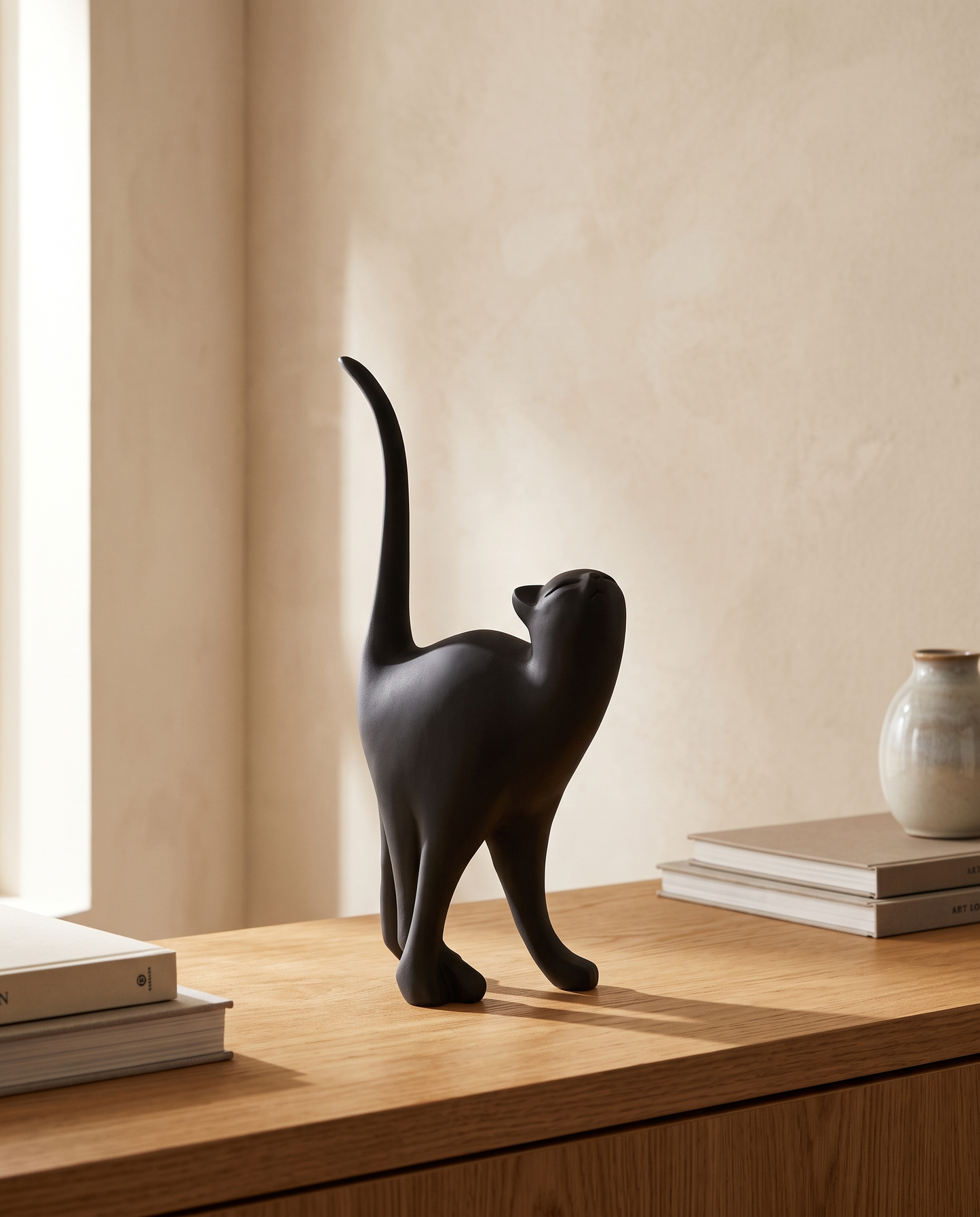 Nordic Whiskers cat statue minimalist luxury hero shot