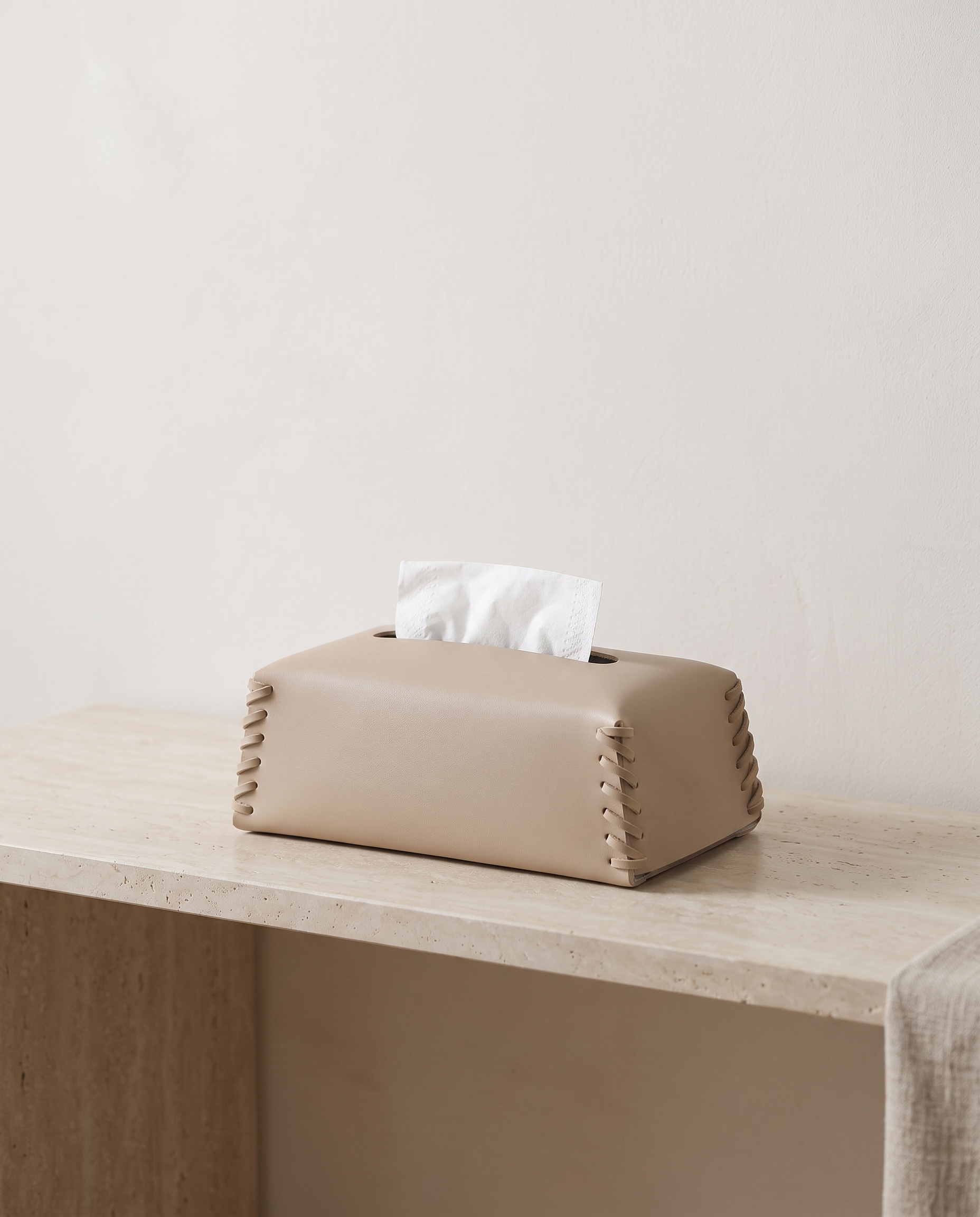 Harlo Elite leather tissue box minimalist luxury hero shot
