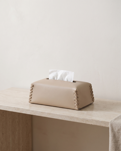 Harlo Elite leather tissue box minimalist luxury hero shot