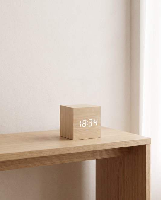 TempoWood digital wooden clock luxury hero shot