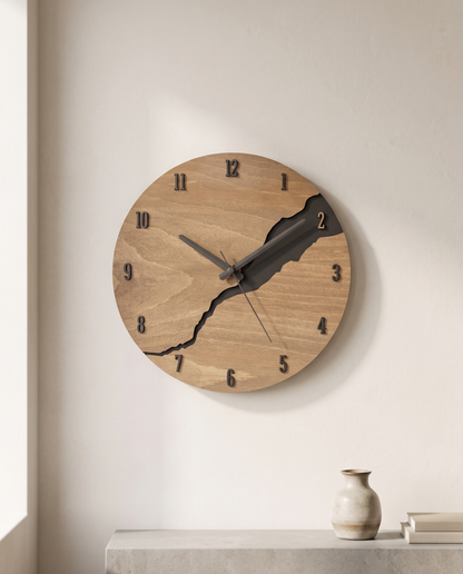 TimberTime elegant wooden wall clock luxury hero shot