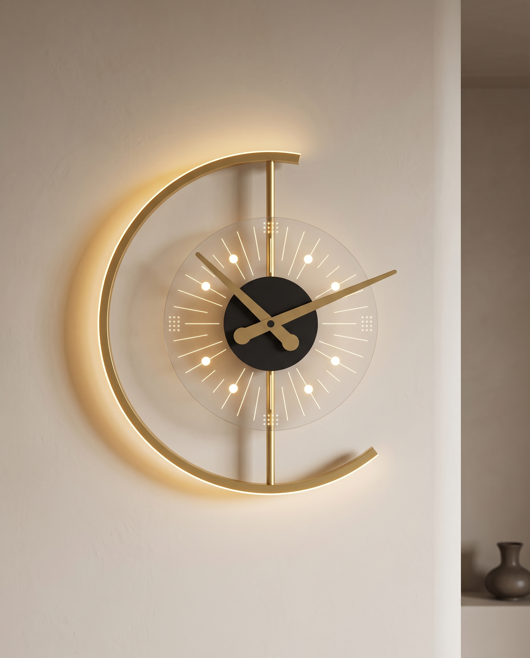 LumiChron LED wall clock luxury hero shot