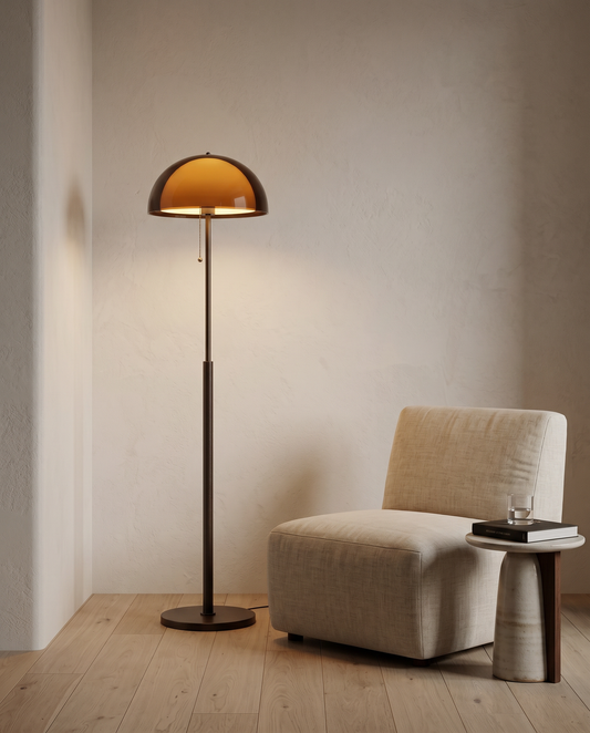 Vintage acrylic shade floor lamp luxury hero shot