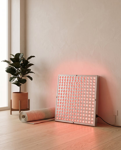LED red light therapy panel wellness hero shot