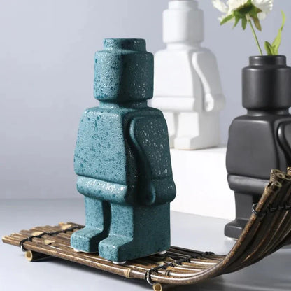 NordicCharm – Modern Ceramic Robot Vase for a Playful Accent