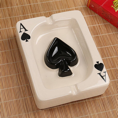 RoyalFlare Ceramic Ashtray - Chic Poker Heart Design for a Sophisticated Accent