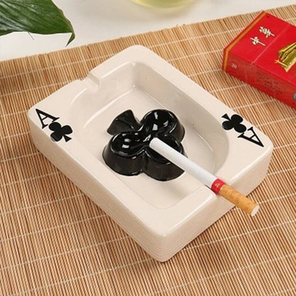 RoyalFlare Ceramic Ashtray - Chic Poker Heart Design for a Sophisticated Accent